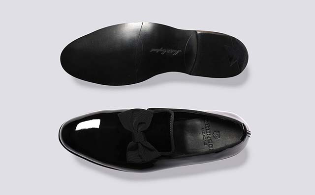 Grenson Dress Slipper Womens Slip On Shoes in Black Patent Leather GRS212808